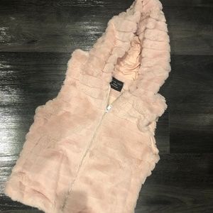 Pink faux fur zip vest